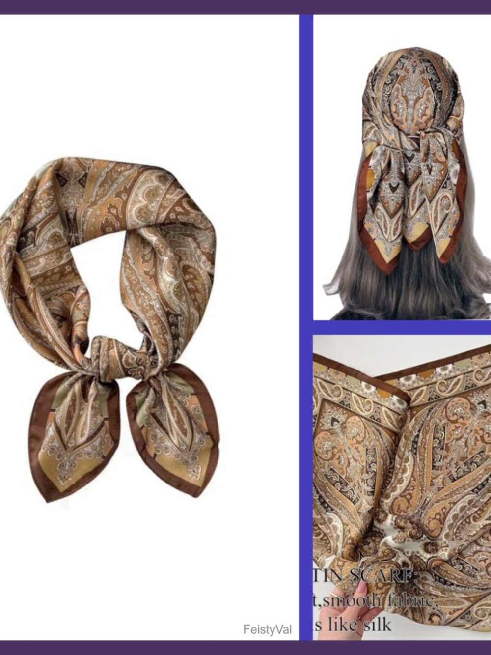 Satin Silk Like Hair Scarf 27x27in Purse Scarf for Women Head Wrap Bandana